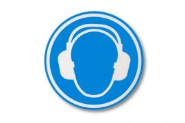 "Hallásvédő használata kötelező" padló szimbólum